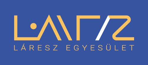 Laresz Association logo yellow text on blue background